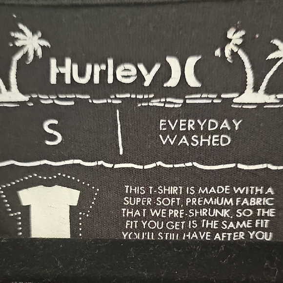 Hurley Black Short Sleeve Tee with Green Logo - Picture 2 of 5